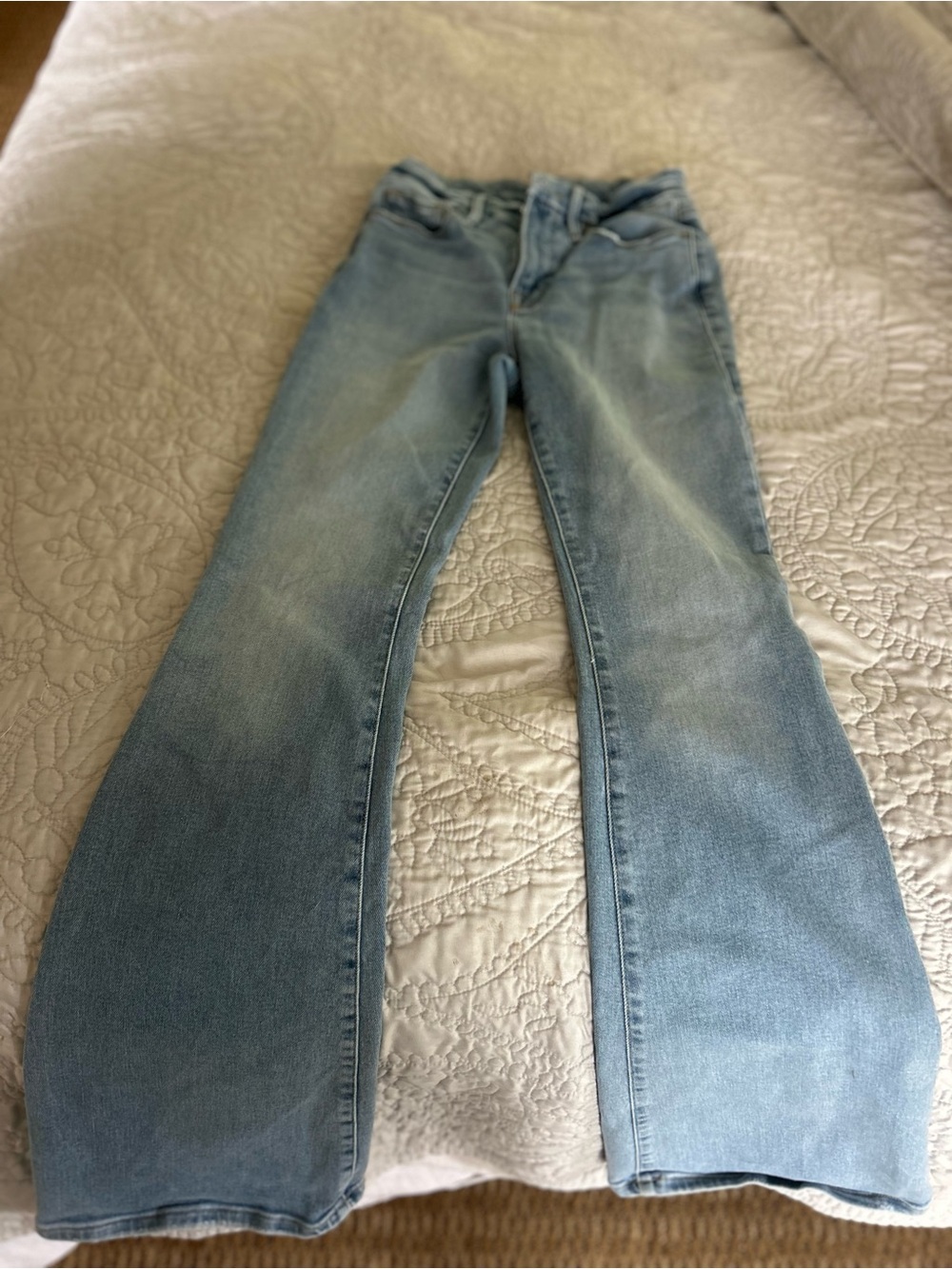Good American Pale Blue Flare Jeans
